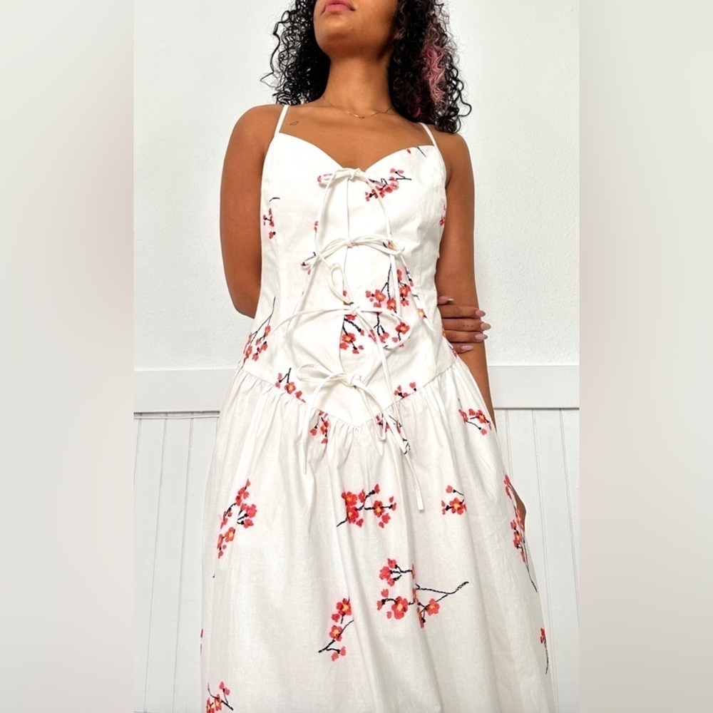 NWT Naya Rea Milana Drop Waist Midi Dress Women’s Size 8 Designer - Picture 2 of 16